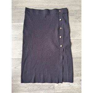 Marc New York Ribbed Business Casual Knit Midi Skirt with Gold Buttons - Size XL